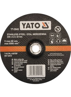 Yato YATO Inox Metal Cutting Disc 230x22x3.2mm Depressed Center  YT-5945 