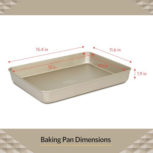 Glad Baking Pan Nonstick Oblong Metal Dish for Cake and Lasagna Heavy Duty Carbon Steel Bakeware Medium - Image 3