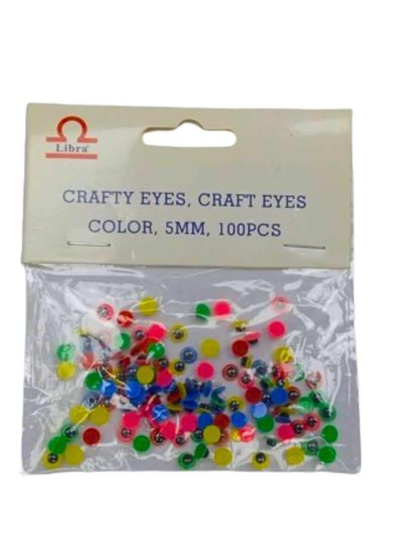 Libra CRAFT EYES MIX COLORS 5MM (PACK OF 100PCS) - Image 1