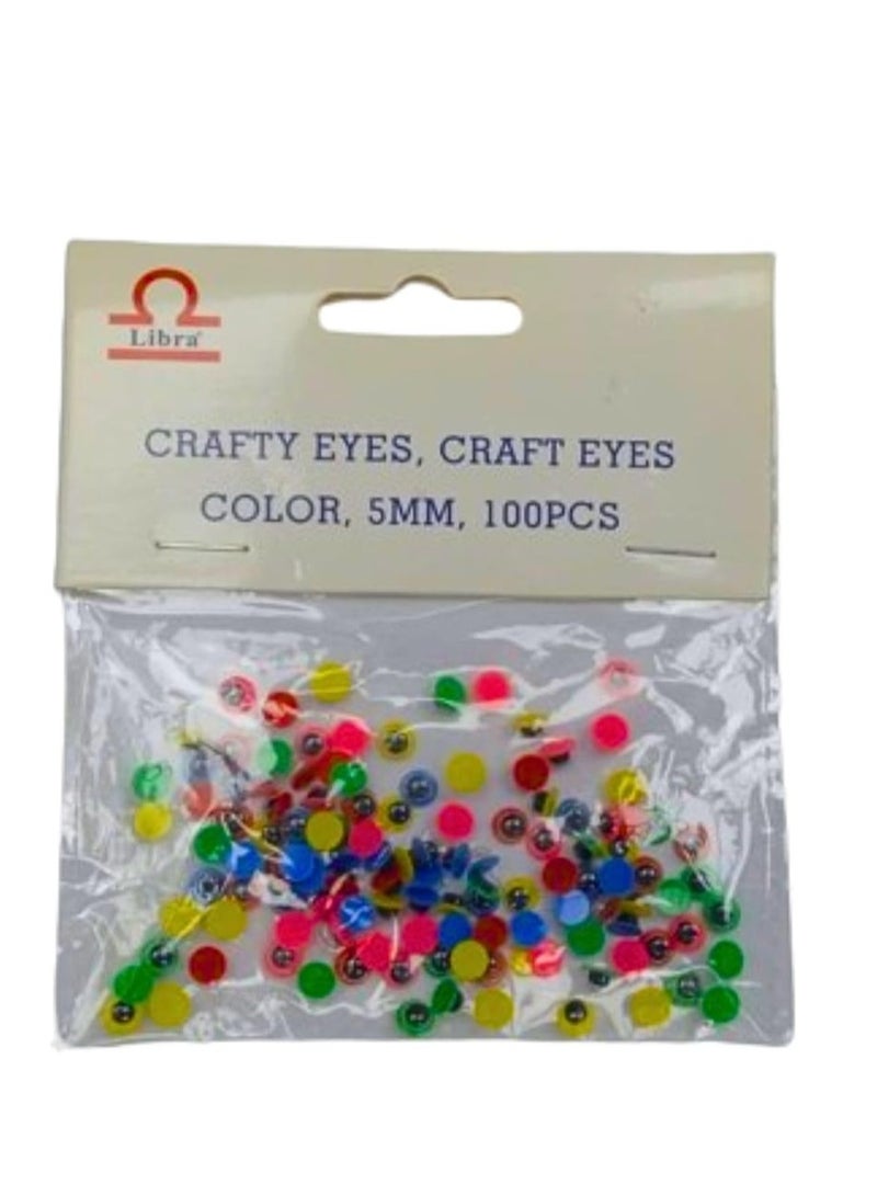 Libra CRAFT EYES MIX COLORS 5MM (PACK OF 100PCS) - Image 2