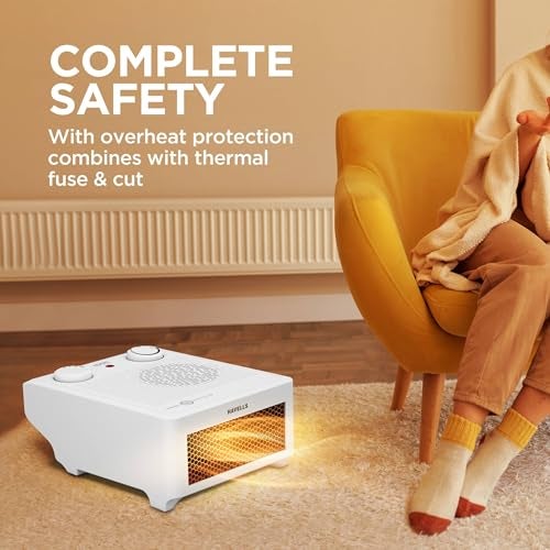 Havells Solace 1500 Watt with PTC Ceramic Heating Element & 2 Heat Setting Room Heater (White & Black) - Image 4