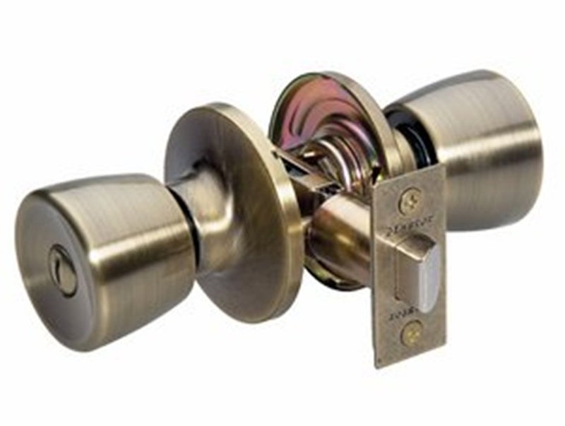 Master Lock TUO0305 Tulip Door Knob with Lock Antique Brass