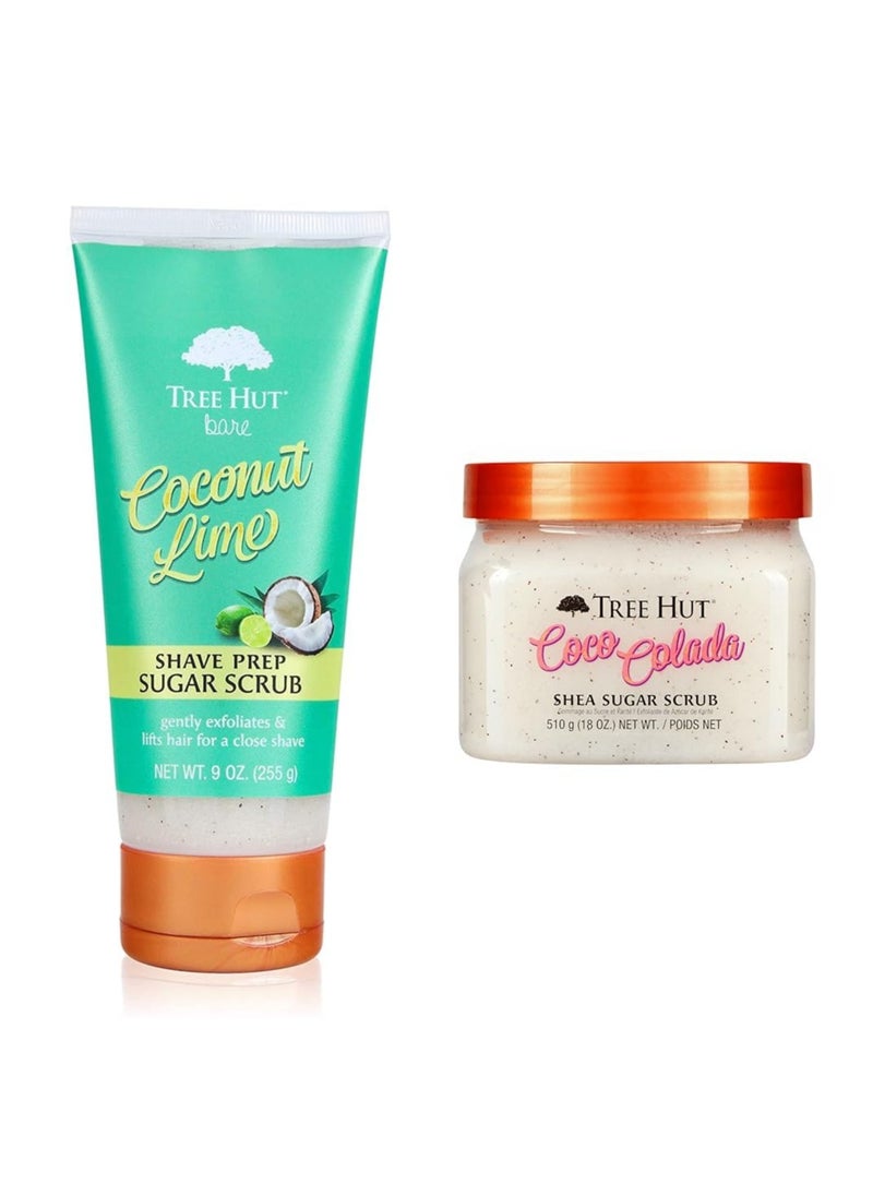 Tree Hut Tree Hut Bare Shave Prep Sugar Scrub, 9oz & Shea Sugar Scrub Coco Colada, 18oz Skin Care Bundles  - Image 1