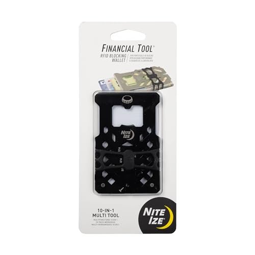 Nite Ize Financial Tool RFID Blocking Wallet - Stainless Steel 10-in-1 Dual-Plated Multi-Tool Wallet - Compact Wallet with Scraper, Bottle Opener, Flat Head Screwdriver & More - Black - Image 1