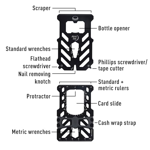Nite Ize Financial Tool RFID Blocking Wallet - Stainless Steel 10-in-1 Dual-Plated Multi-Tool Wallet - Compact Wallet with Scraper, Bottle Opener, Flat Head Screwdriver & More - Black - Image 4