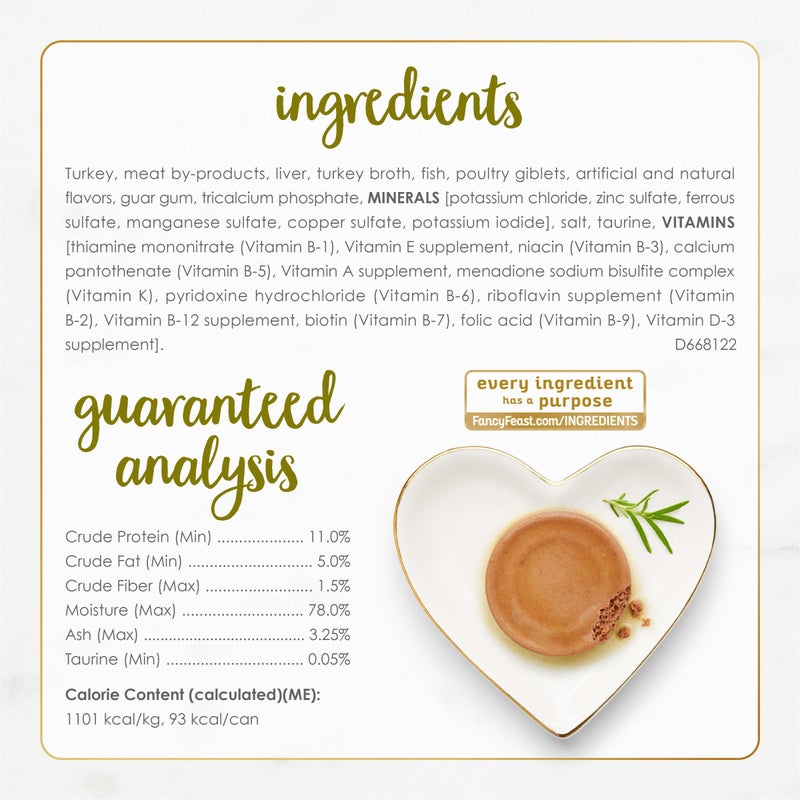 Fancy Feast Purina Fancy Feast Pate Turkey and Giblets Feast Classic Grain Free Wet Cat Food Pate - (Pack of 24) 3 oz. Cans - Image 5