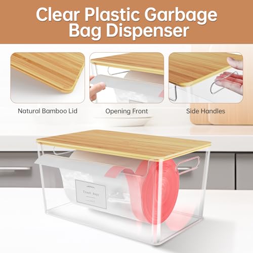 COAZEX 2 Pack Trash Bag Holder Under Sink Stackable, Plastic Garbage Dispenser with Lid, Trash Bag Storage Dispenser Roll Holder for Kitchen, Pantry, Laundry Room Organization - Image 3