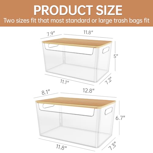 COAZEX 2 Pack Trash Bag Holder Under Sink Stackable, Plastic Garbage Dispenser with Lid, Trash Bag Storage Dispenser Roll Holder for Kitchen, Pantry, Laundry Room Organization - Image 2