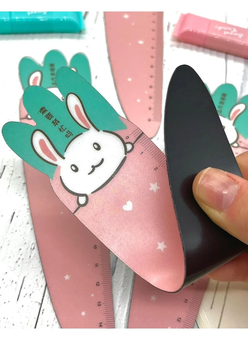 Kağıt Gemi Dükkan Magnetic Cute Rabbit Pink Ruler 1