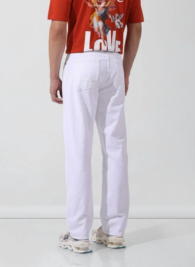 شركة المرآب الهندية Men Straight Fit Solid Scoop Pocket Mid-Rise Jeans