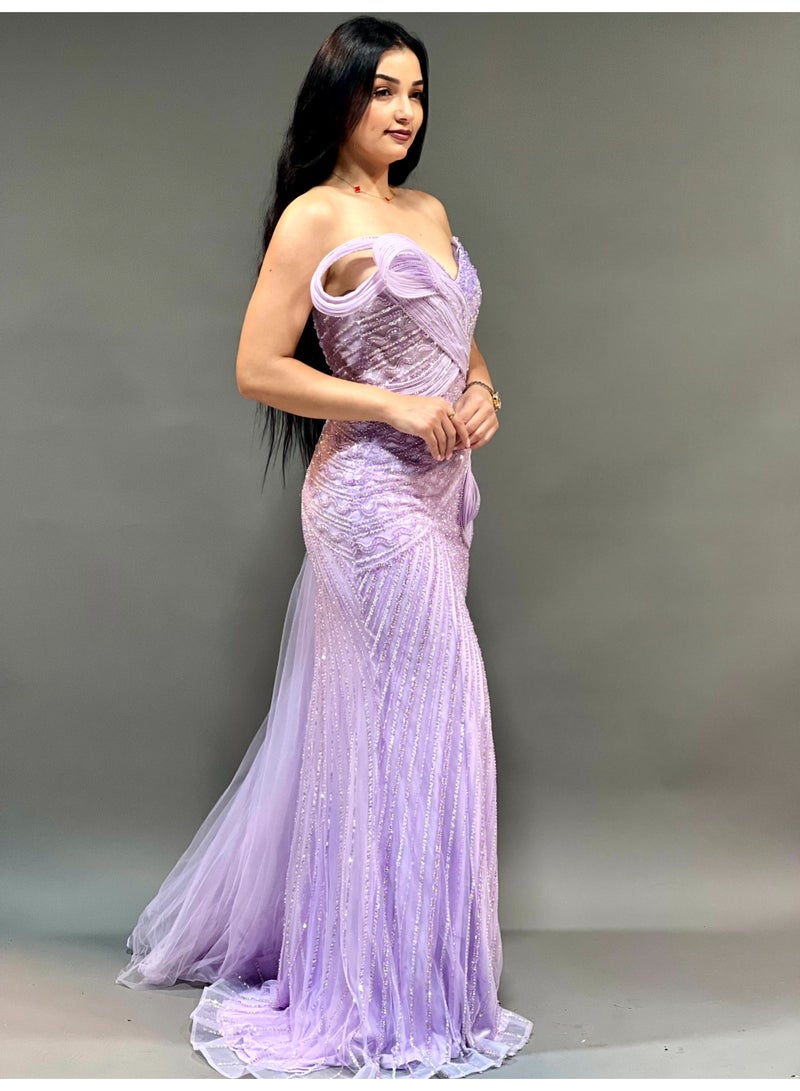 FAIZ COUTURE Elegant Strapless Sweetheart Neckline Designed Evening Gown - Image 2