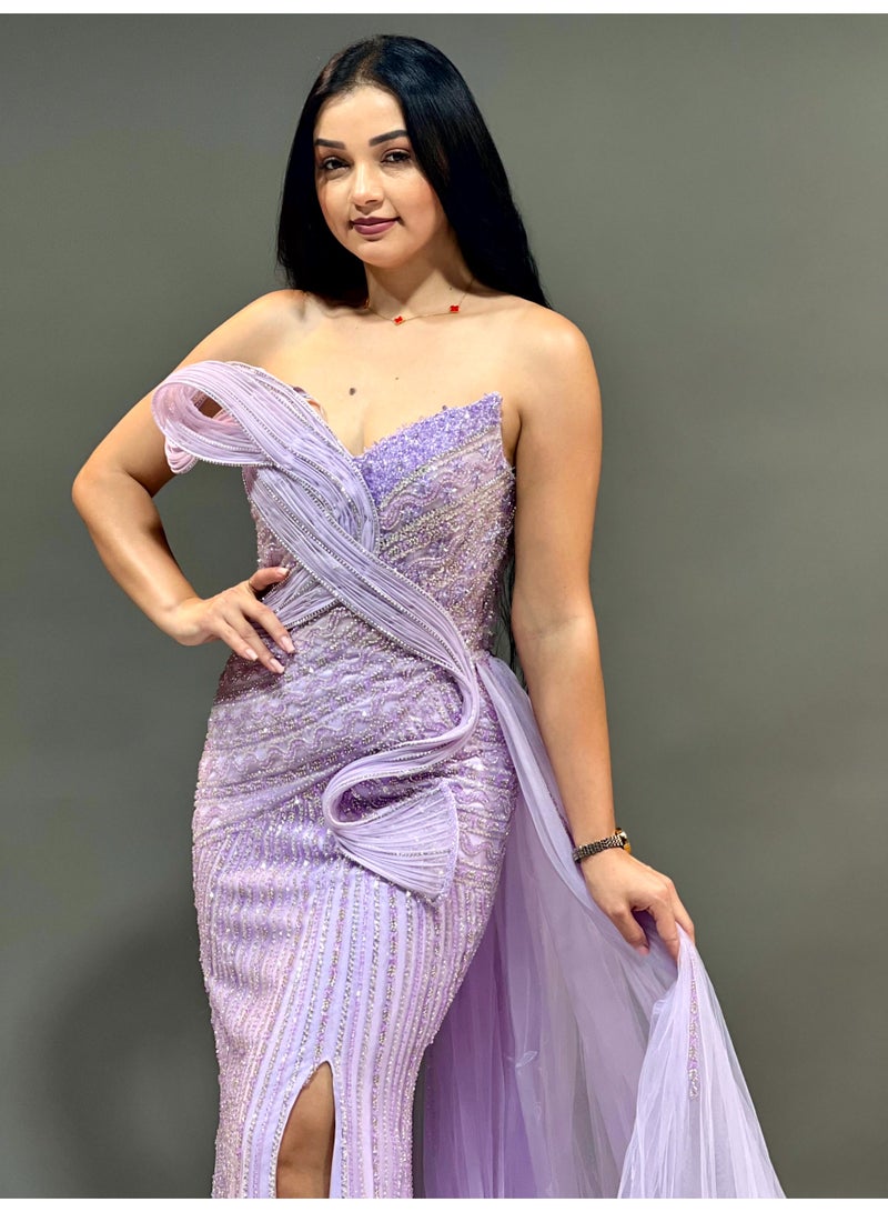 FAIZ COUTURE Elegant Strapless Sweetheart Neckline Designed Evening Gown - Image 4