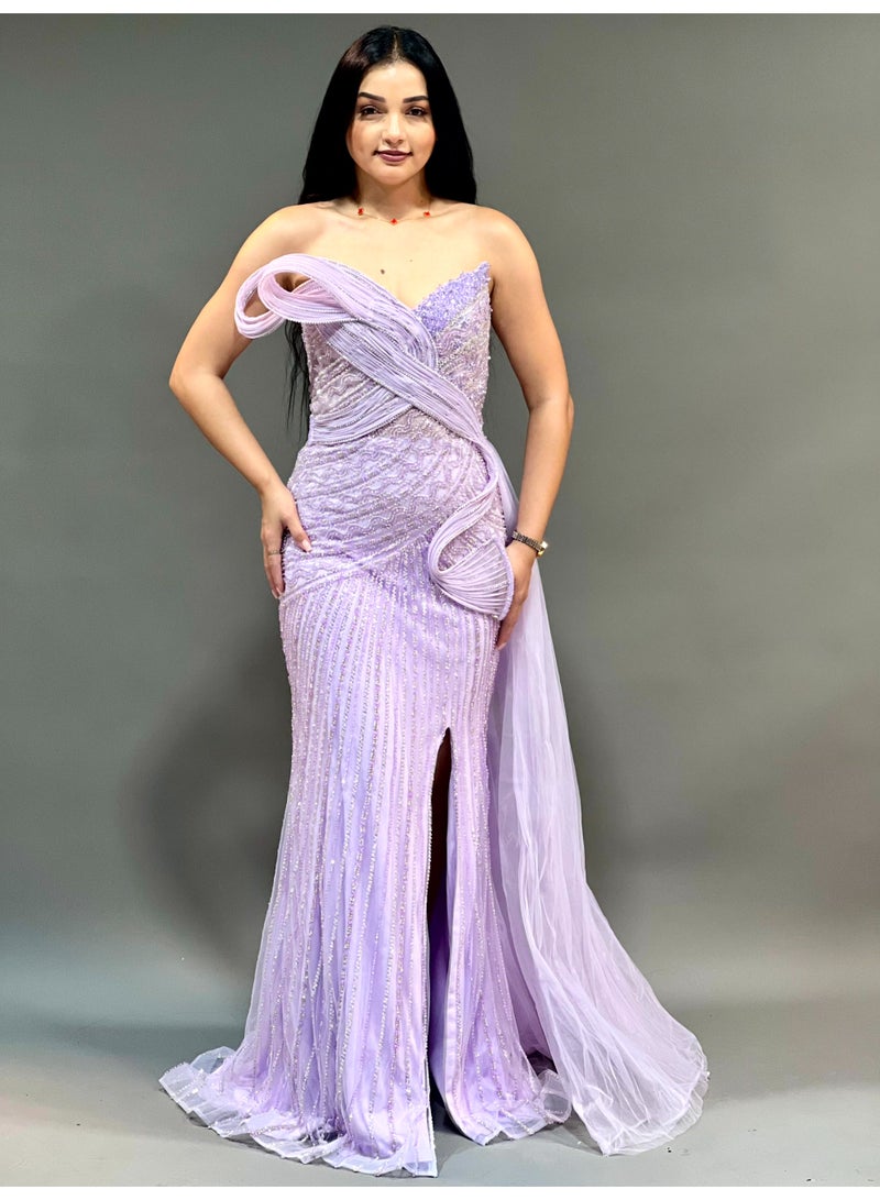 FAIZ COUTURE Elegant Strapless Sweetheart Neckline Designed Evening Gown - Image 1