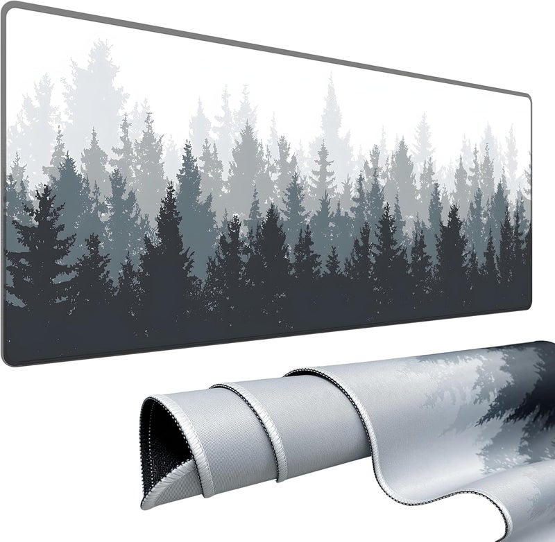 Galdas Gaming Mouse Pad Forest Background Pattern XXL XL Large Mouse Pad Mat Long Extended Mousepad Desk Pad Non Slip Rubber Mice Pads Stitched Edges Thin Pad 31.5x11.8x0.12 Inch,Tree - Image 1