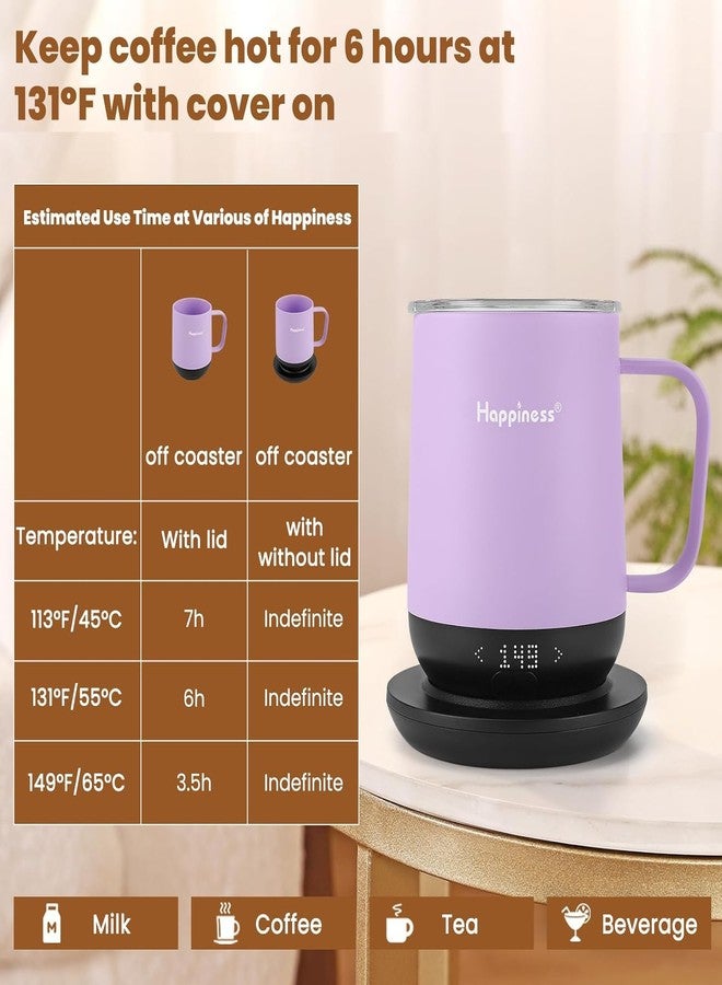Happiness Smart Heated Coffee Mug,12oz Rechargeable Electric Self Heating Temperature Control Coffee Cup,Gifts for Mom Dad Grandma Wife - Image 3