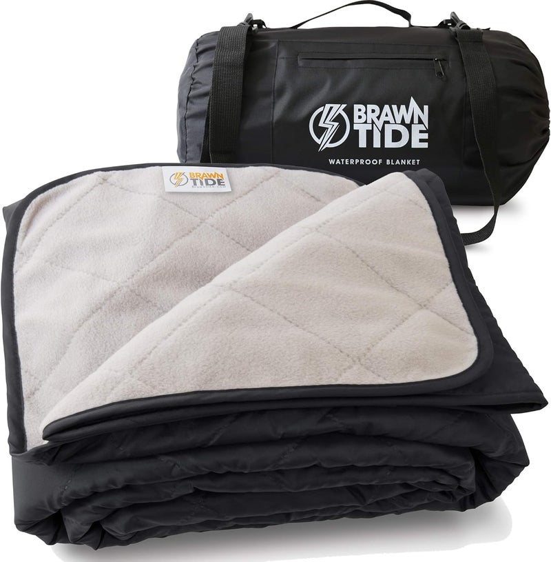 BRAWNTIDE Large Outdoor Waterproof Blanket - Extra Thick Fleece, Warm, Windproof, Sandproof, Quilted, 82" x 55", Ideal for Beaches, Picnics, Camping, Stadiums, Dogs, Car - Image 1