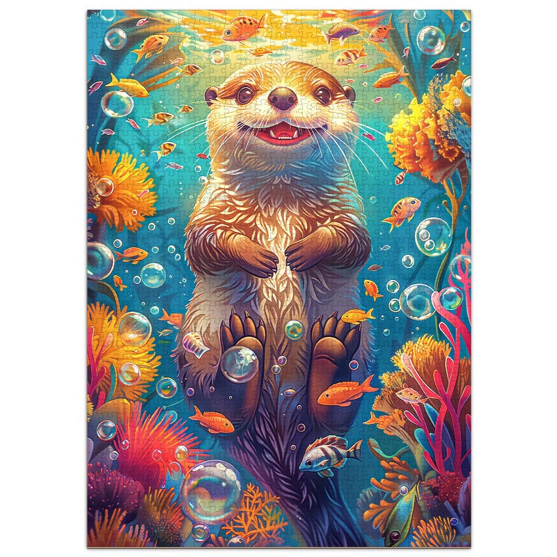 SECOGM Fantasy Otter Puzzles for Adults 1000 Pieces Jigsaw Puzzles 1000 Pieces for Adults Fun Puzzles with Letters On Back Challenging Game Toys Family Decoration Puzzle 19 27in - Image 3