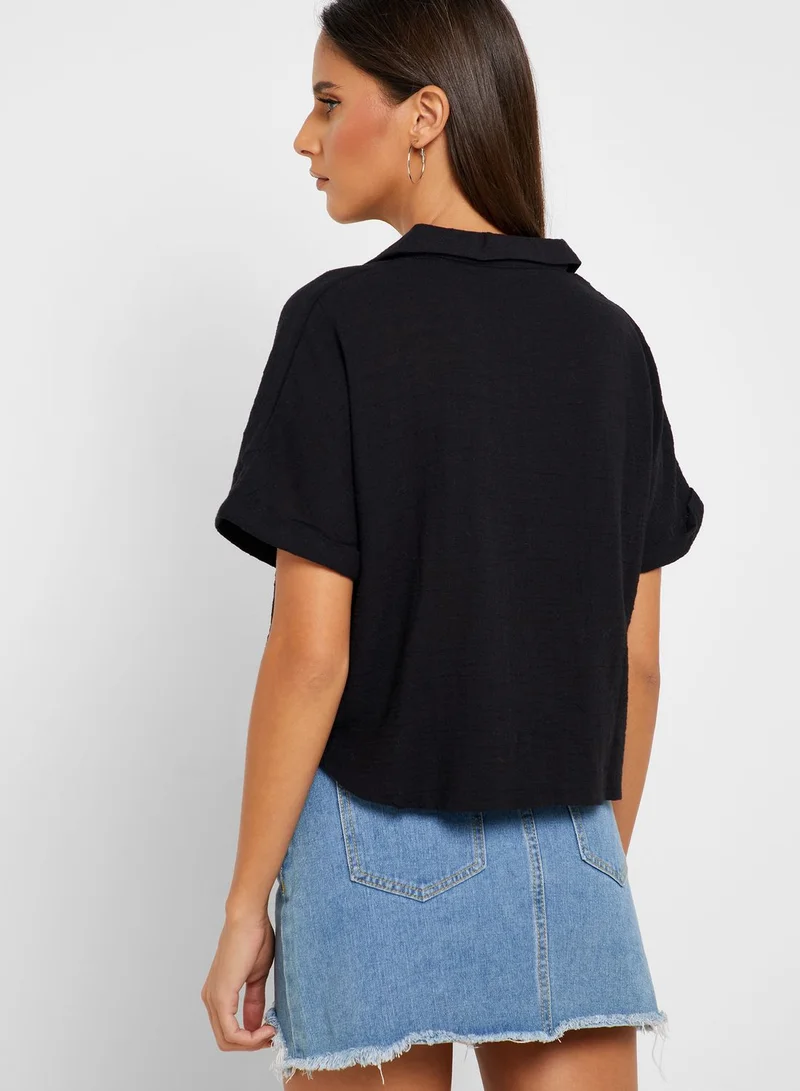 Cotton On Front Pocket Crop Shirt