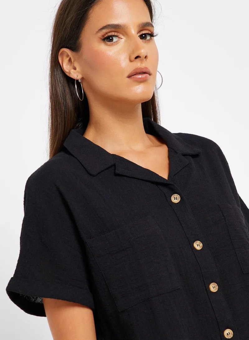 Cotton On Front Pocket Crop Shirt