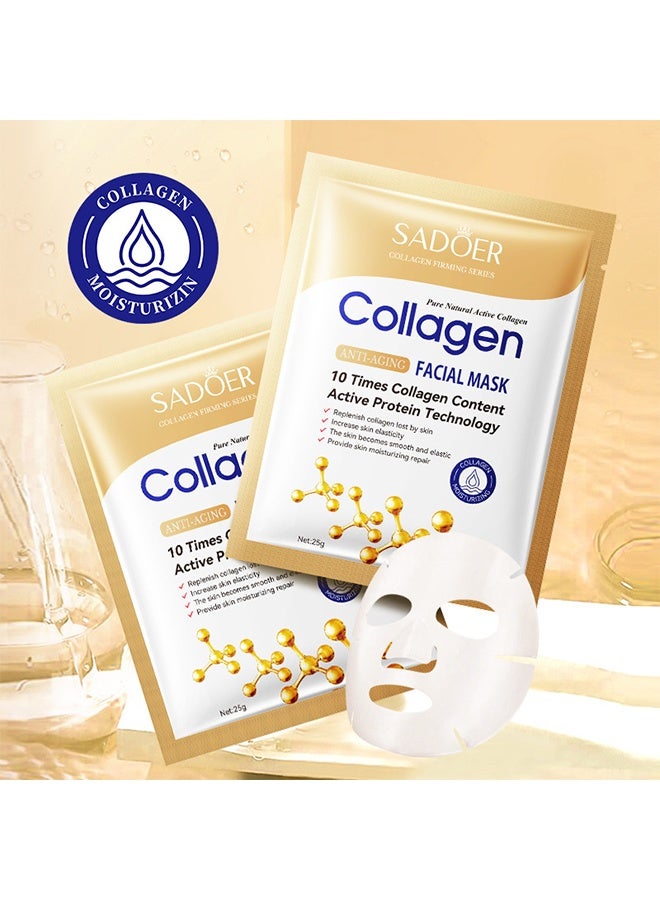 SADOER 5 PCS Collagen Anti-Aging Facial Mask 25g, Wrinkle Hydrating Face Sheet Mask Skincare, Firming Anti Aging Face Sheet Masksfor Men & Women, Brightening Facial Mask for All Skin Types - Image 3