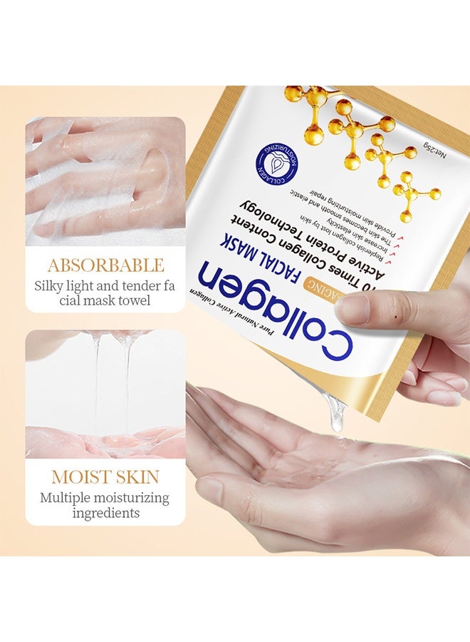 SADOER 5 PCS Collagen Anti-Aging Facial Mask 25g, Wrinkle Hydrating Face Sheet Mask Skincare, Firming Anti Aging Face Sheet Masksfor Men & Women, Brightening Facial Mask for All Skin Types - Image 5