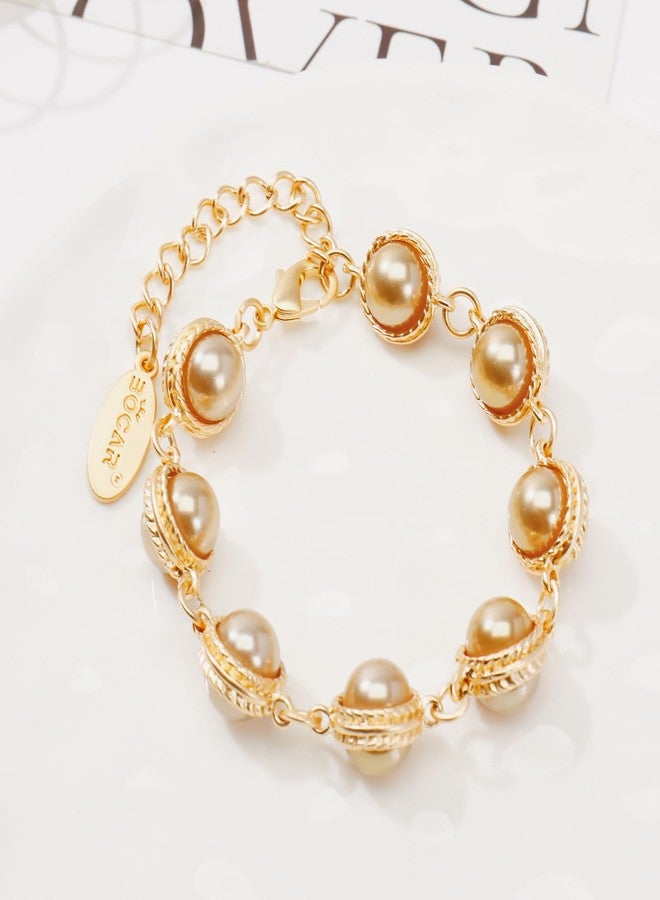 Bocar Classical Vintage Crystal Choker Necklace Earrings Bracelet Sparkly Colorful Resin Collar Necklaces Alloy Gold Chain Jewelry Set for Women Party Prom Wedding (NK-10752-Champagne) - Image 5