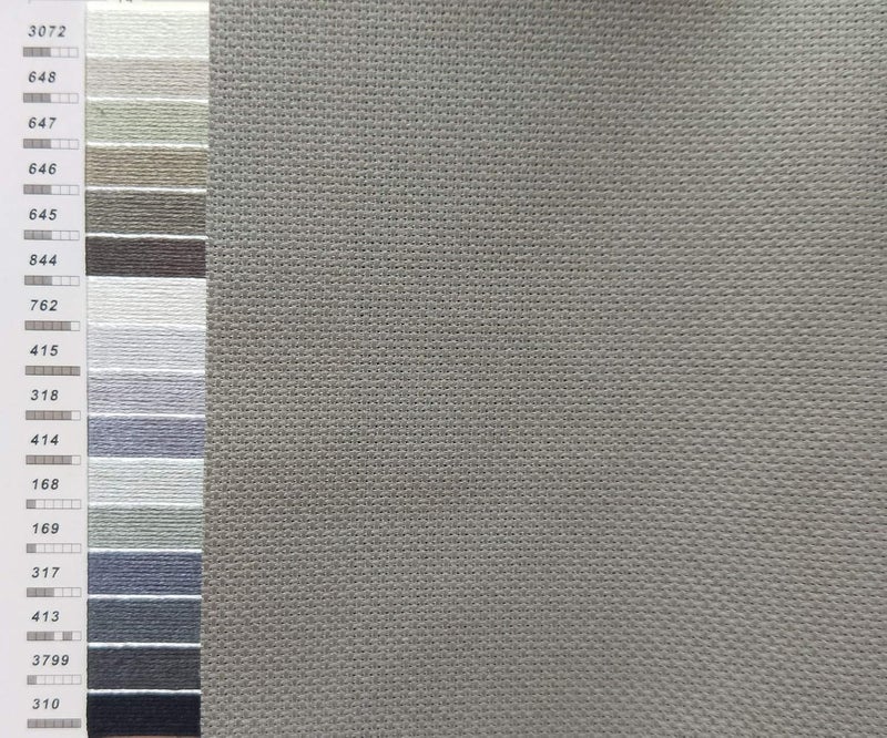 KCS 59" x 1 Yard 14ct Counted Cotton Aida Cloth Cross Stitch Fabric (Medium Grey) - Image 5