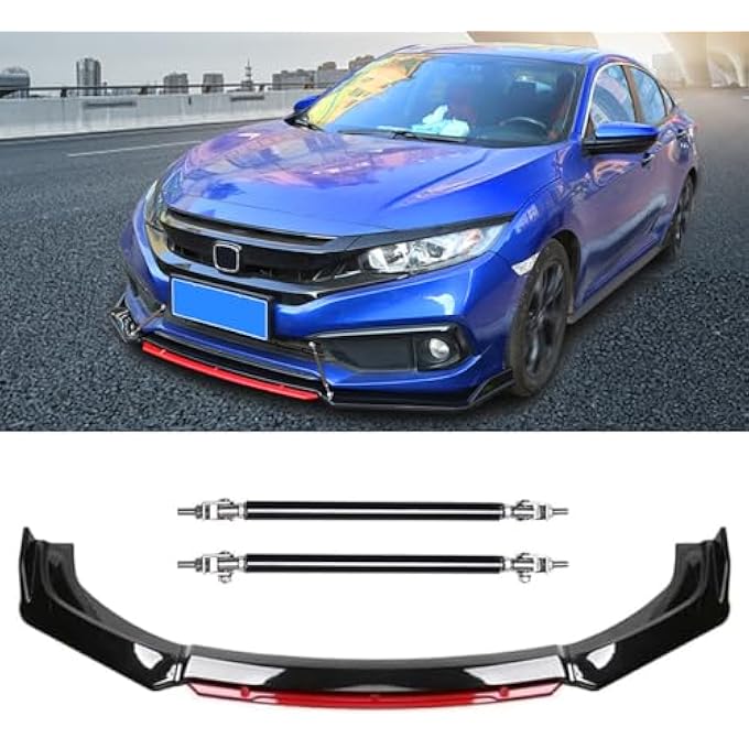 DREAMIZER Front Bumper Lip Splitter Spoiler + Strut Rods Compatible with Dodge Charger SRT Challenger - Image 2