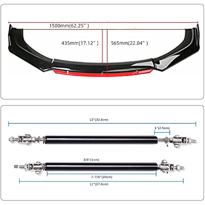 DREAMIZER Front Bumper Lip Splitter Spoiler + Strut Rods Compatible with Dodge Charger SRT Challenger - Image 3