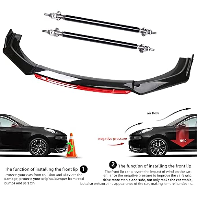 DREAMIZER Front Bumper Lip Splitter Spoiler + Strut Rods Compatible with Dodge Charger SRT Challenger - Image 5