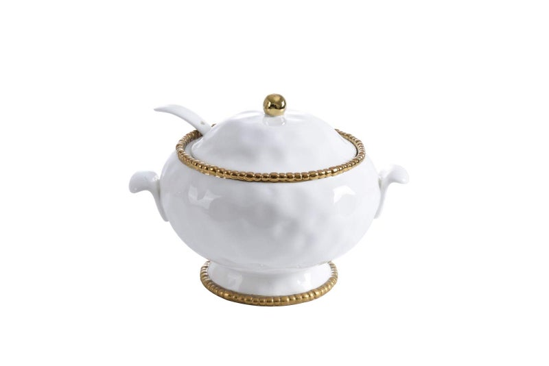 Pampa Bay Pampa Bay Porcelain Soup Tureen and Ladle White and Gold 