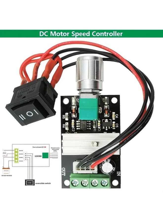 PWM DC Motor Regulator 6V 28V 3A Speed Controller With Start Stop Switch - Image 3