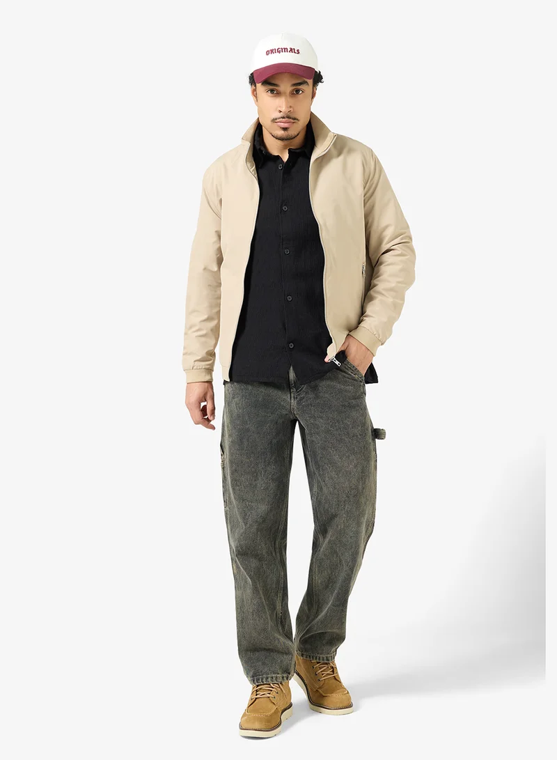 جاك اند جونز قميص بأكمام طويلة من الجاكار