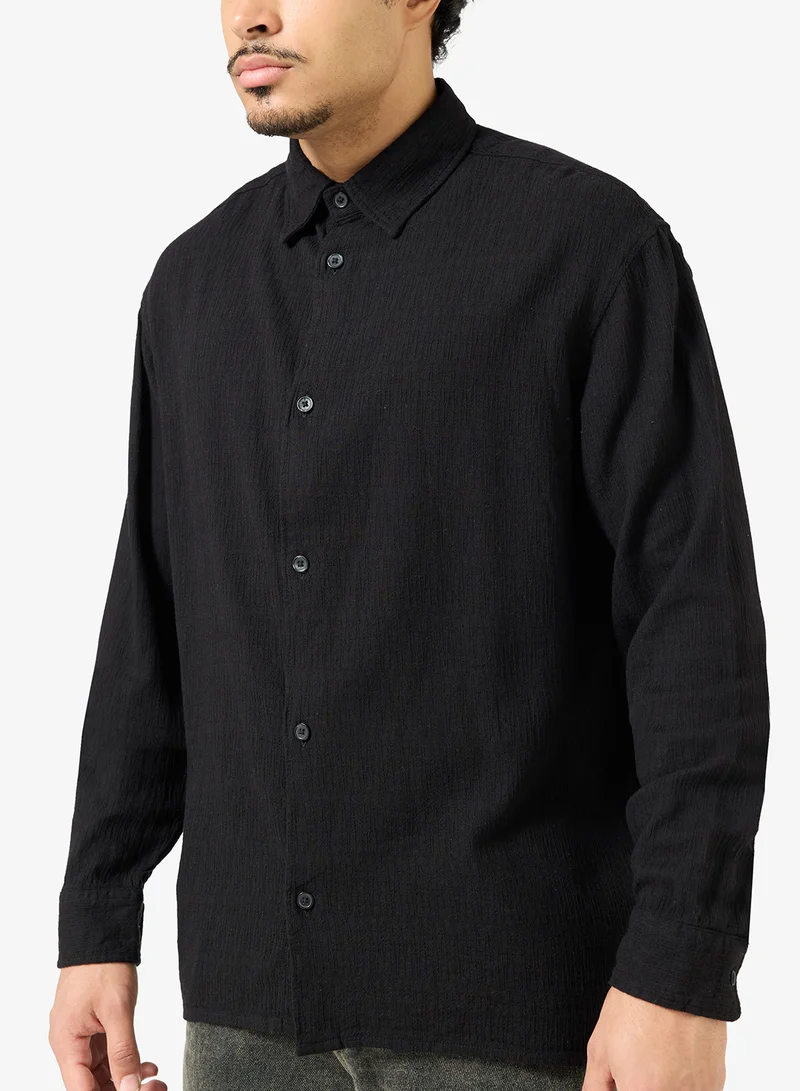 جاك اند جونز قميص بأكمام طويلة من الجاكار