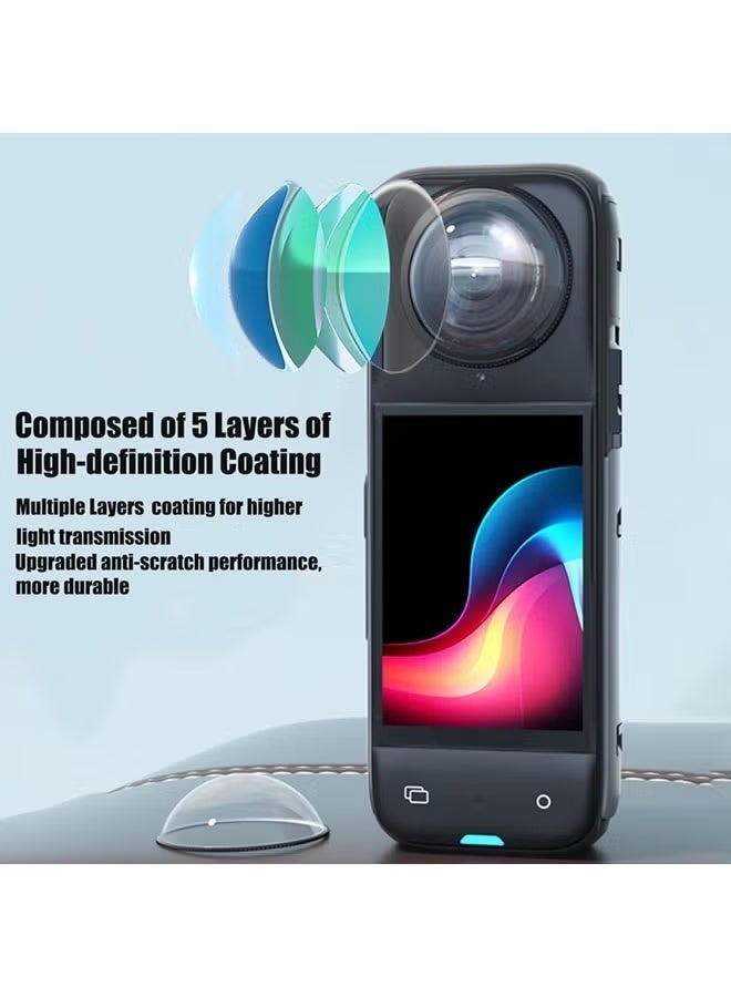 jaexest Protective Accessory Kit Compatible with Insta360 X5 Silicone Sleeve Case Lens Cover 2 Pcs 9H Tempered Glass Screen Protector Anti‑Scratch Shockproof Camera Protection Set - Image 2