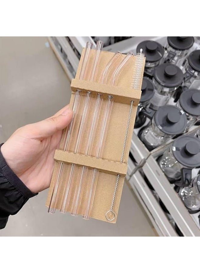 Glass Drinking Straws Set with Cleaning Brush, Reusable Straight and Bent Straws for Hot and Cold Beverages - Image 4