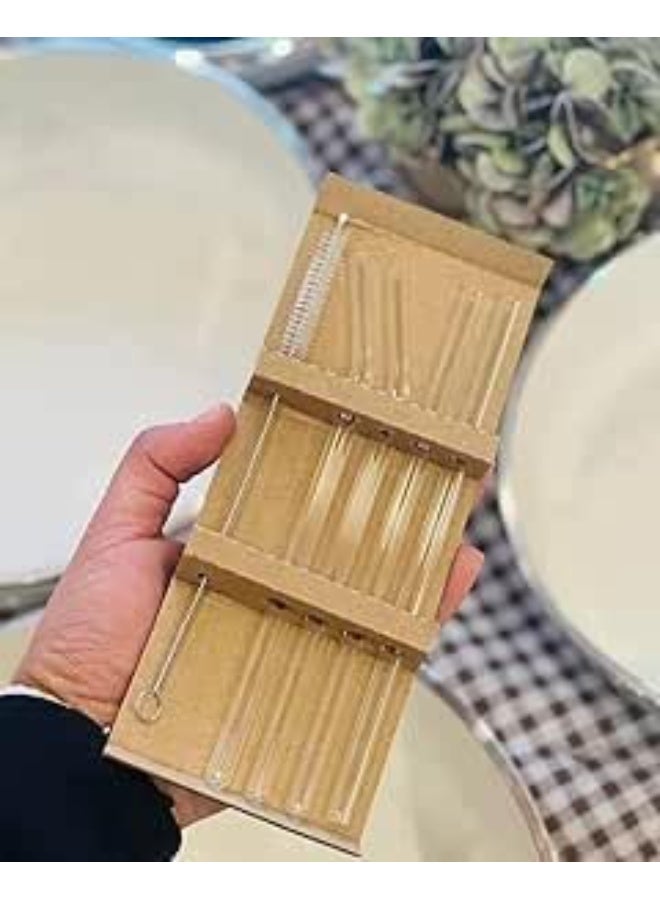 Glass Drinking Straws Set with Cleaning Brush, Reusable Straight and Bent Straws for Hot and Cold Beverages - Image 5