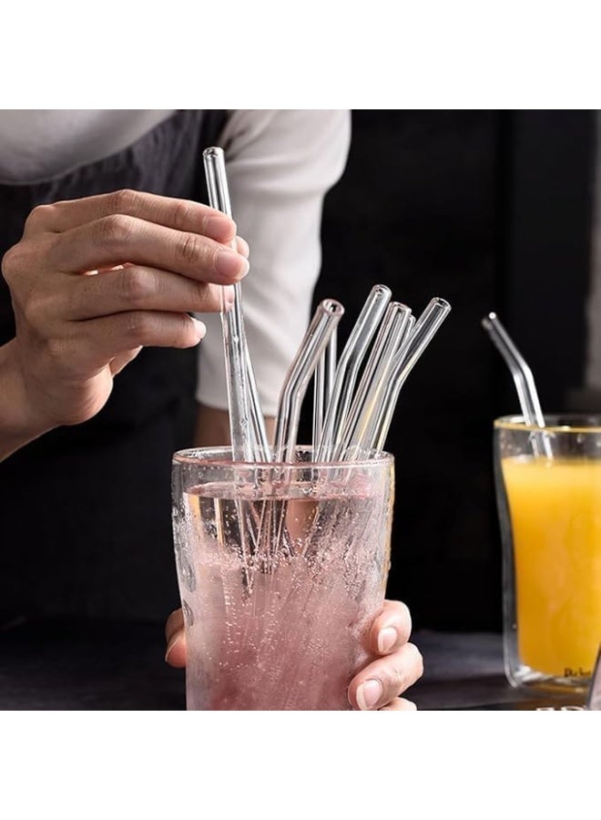 Glass Drinking Straws Set with Cleaning Brush, Reusable Straight and Bent Straws for Hot and Cold Beverages - Image 3