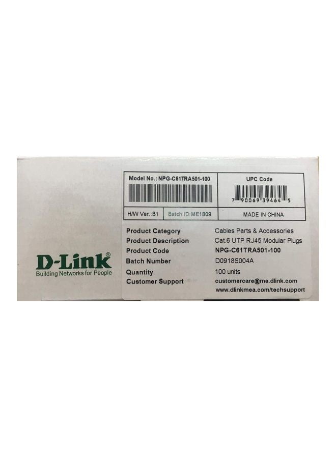 D-Link 100-Piece Cat 6 RJ 45 Cable Connector Clear - Image 3