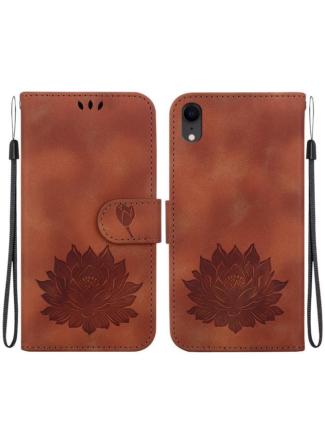 The Bros Case For iPhone XR Lotus Embossed Leather Phone Case 