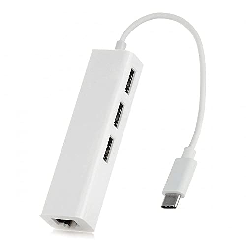 JSER USB 3.1 Type C USB-C to Multiple 3 Ports USB2.0 Hub with Ethernet 100Mbps Network LAN Adapter - Image 1