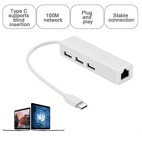 JSER USB 3.1 Type C USB-C to Multiple 3 Ports USB2.0 Hub with Ethernet 100Mbps Network LAN Adapter - Image 5