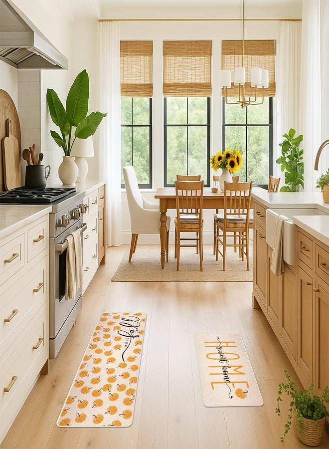 Siilues Fall Kitchen Mats Set of 2, Non-Slip Sweet Home Hello Fall Kitchen Rugs for Floor Seasonal Autumn Home Decor Low-Profile - 17x29 and 17x47 Inch - Image 3