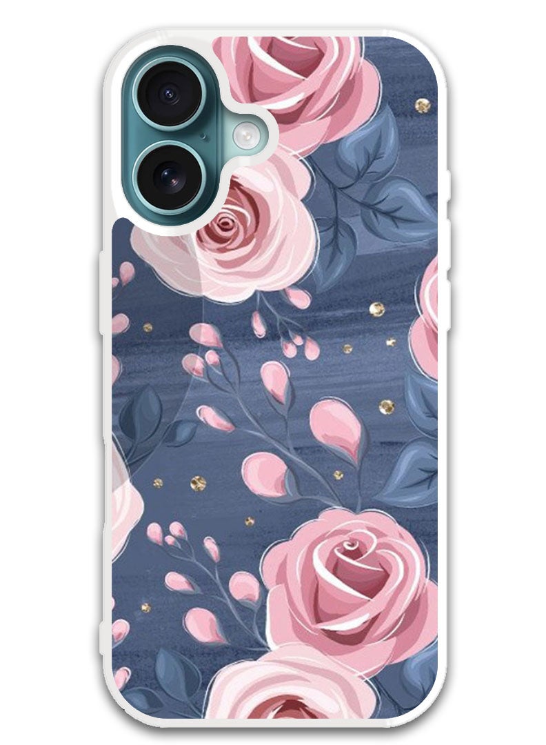 Theodor Protective Case Cover For APPLE IPHONE 16 Plus Roses & Leaves Pattern (White Bumper) - Image 1