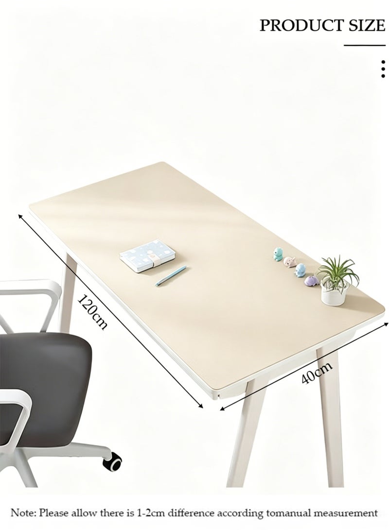 Aimayapet Leather Desk Pad Protector, Office Desk Mat, Large Mouse Pad, Non-Slip PU Leather Stain-Proof Keyboard Pad, Laptop Desk Pad, Waterproof Desk Writing Pad for Office and Home, 40*120cm, Beige - Image 2