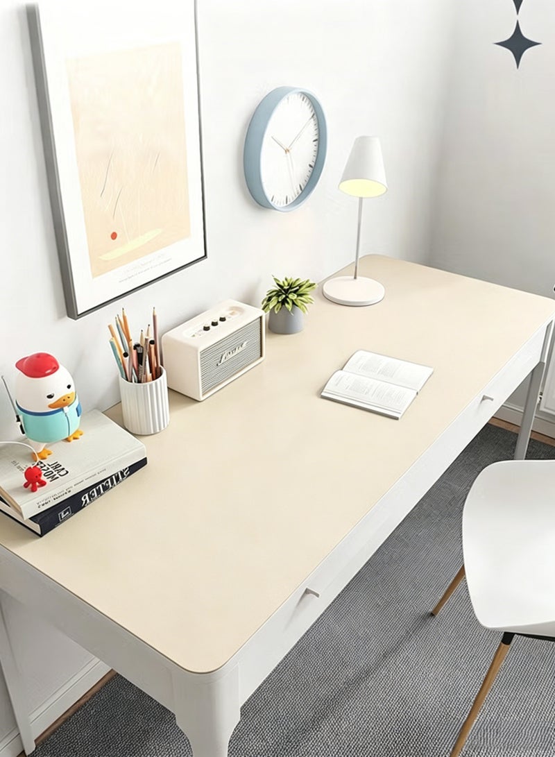 Aimayapet Leather Desk Pad Protector, Office Desk Mat, Large Mouse Pad, Non-Slip PU Leather Stain-Proof Keyboard Pad, Laptop Desk Pad, Waterproof Desk Writing Pad for Office and Home, 40*120cm, Beige - Image 3
