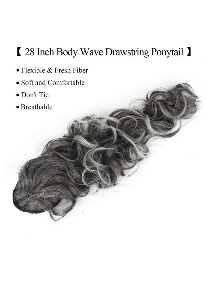 28 Inch High Ponytail Extension Long Wavy Drawstring Ponytail For Black Women Gray Ponytail Curly Hair Clip In Extensions Fake Ponytail Fake Hair Synthetic Pony Tails For Adults Women (Grey) - pzsku/ZE2B1F99959B6D1B88946Z/45/_/1720081474/2cb05020-8543-4bbb-8419-fdd7ea917af1