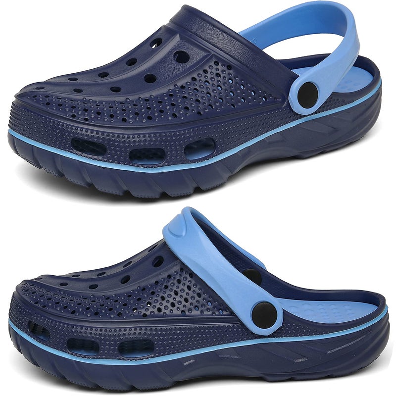 ChayChax Men's and Women's Arch Support Clogs Garden Shoes Slip-on Outdoor Beach Slippers with Removable Cushion Footbed, Black Blue, 9.5-10.5 Women/8-9 Men - Image 3