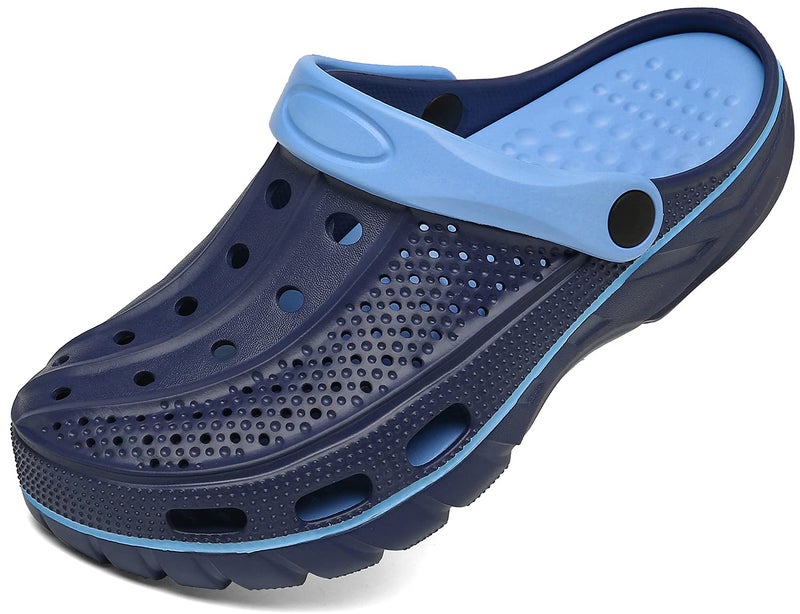 ChayChax Men's and Women's Arch Support Clogs Garden Shoes Slip-on Outdoor Beach Slippers with Removable Cushion Footbed, Black Blue, 9.5-10.5 Women/8-9 Men - Image 1