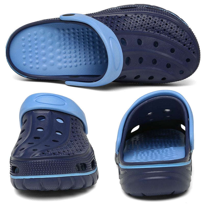 ChayChax Men's and Women's Arch Support Clogs Garden Shoes Slip-on Outdoor Beach Slippers with Removable Cushion Footbed, Black Blue, 9.5-10.5 Women/8-9 Men - Image 4